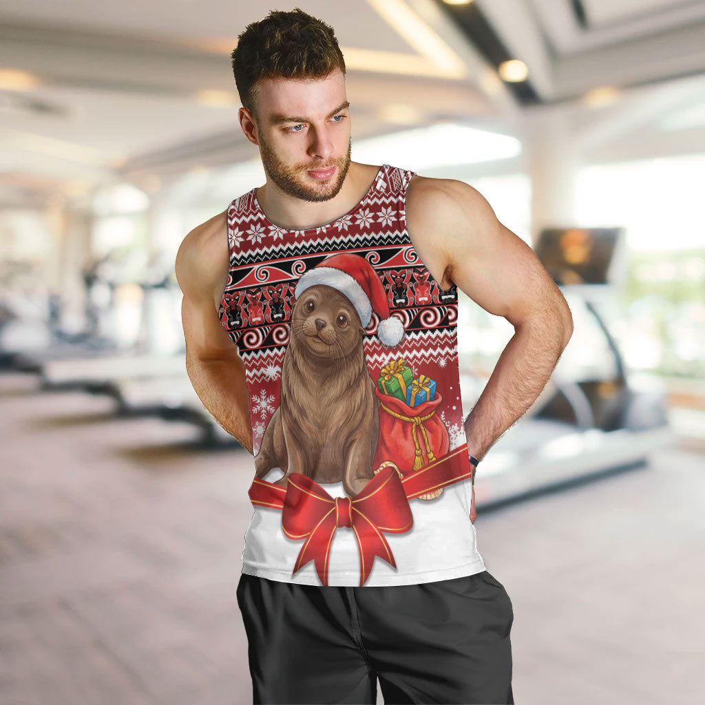 New Zealand Kekeno Seal Christmas Men Tank Top Maori Inspired Knitted Patterns