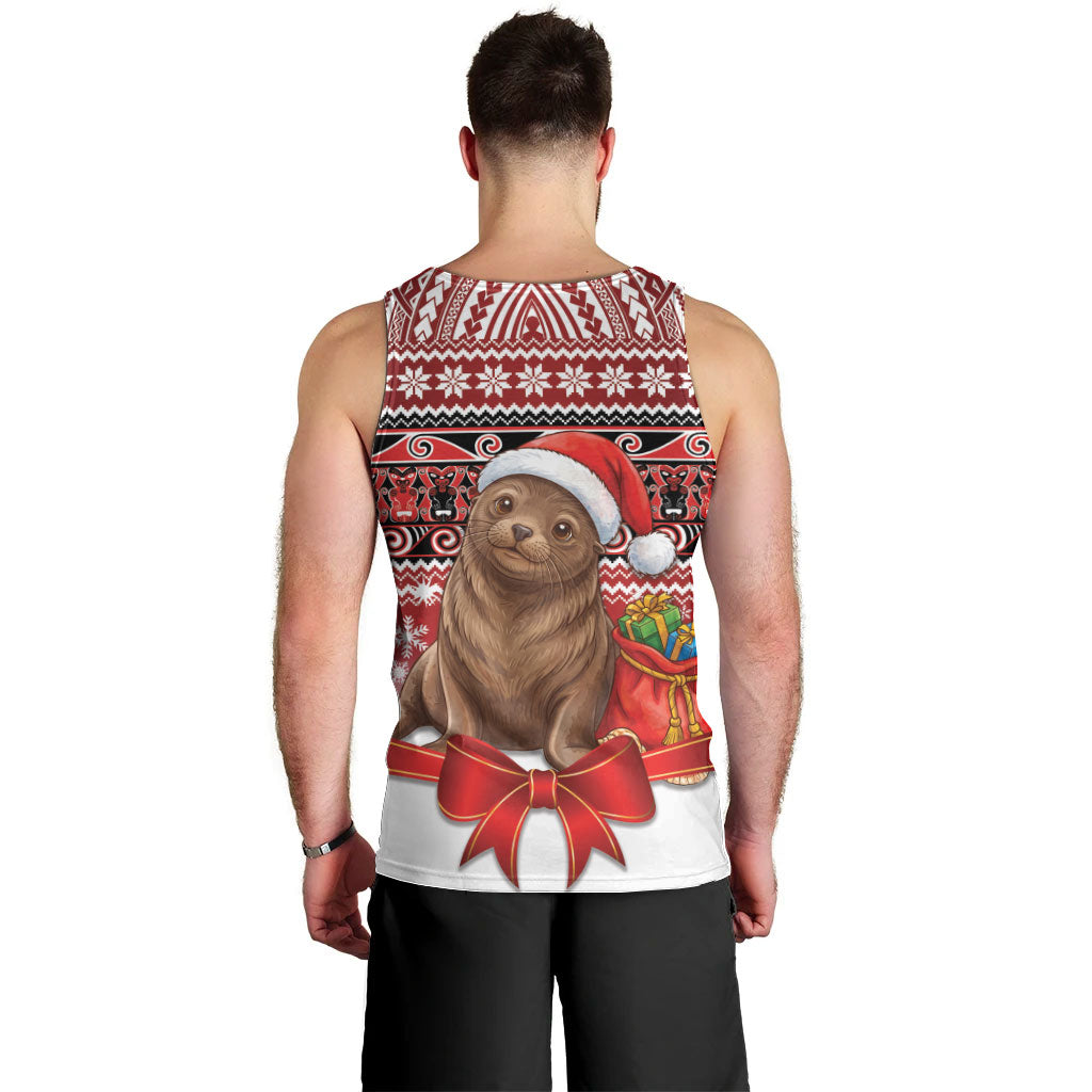 New Zealand Kekeno Seal Christmas Men Tank Top Maori Inspired Knitted Patterns