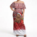 New Zealand Kekeno Seal Christmas Off Shoulder Maxi Dress Maori Inspired Knitted Patterns