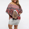 New Zealand Kekeno Seal Christmas Off Shoulder Short Dress Maori Inspired Knitted Patterns