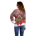 New Zealand Kekeno Seal Christmas Off Shoulder Sweater Maori Inspired Knitted Patterns