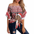 New Zealand Kekeno Seal Christmas Off Shoulder Wrap Waist Top Maori Inspired Knitted Patterns