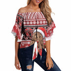 New Zealand Kekeno Seal Christmas Off Shoulder Wrap Waist Top Maori Inspired Knitted Patterns