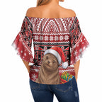 New Zealand Kekeno Seal Christmas Off Shoulder Wrap Waist Top Maori Inspired Knitted Patterns