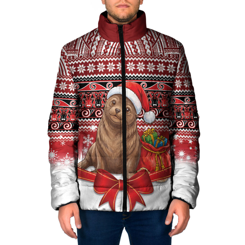 New Zealand Kekeno Seal Christmas Padded Jacket Maori Inspired Knitted Patterns