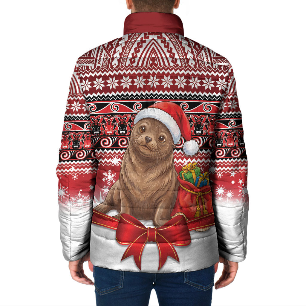 New Zealand Kekeno Seal Christmas Padded Jacket Maori Inspired Knitted Patterns