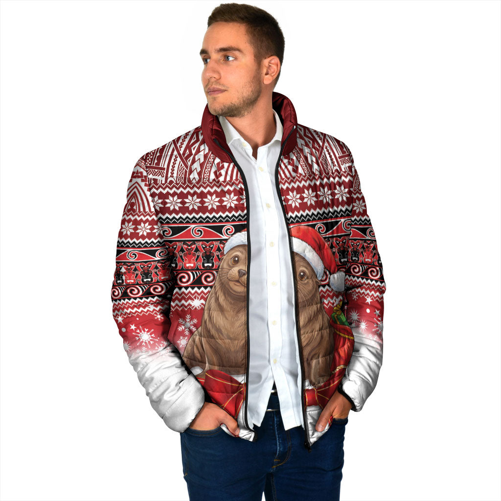 New Zealand Kekeno Seal Christmas Padded Jacket Maori Inspired Knitted Patterns