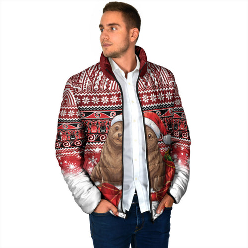New Zealand Kekeno Seal Christmas Padded Jacket Maori Inspired Knitted Patterns
