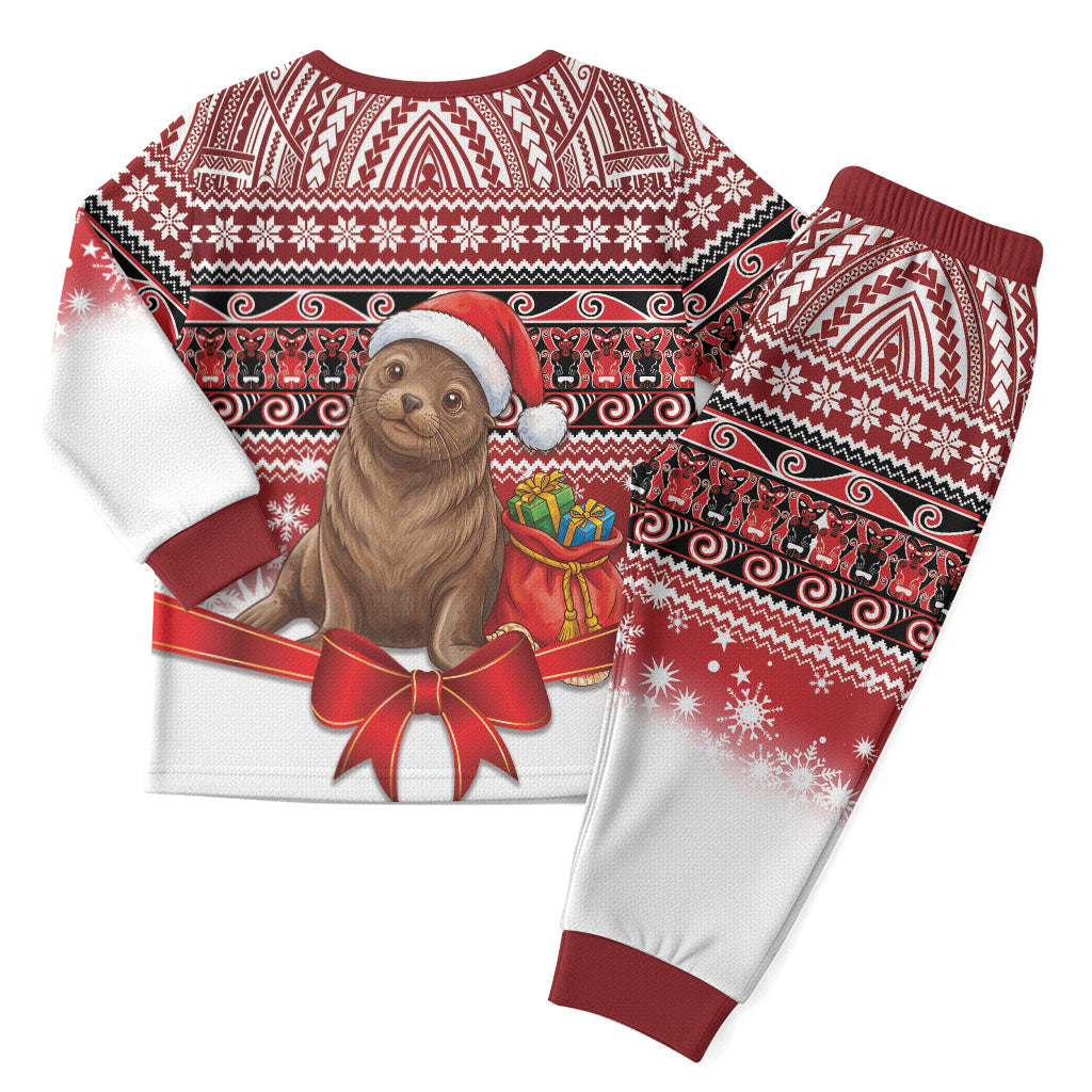 New Zealand Kekeno Seal Christmas Pajama Set Maori Inspired Knitted Patterns