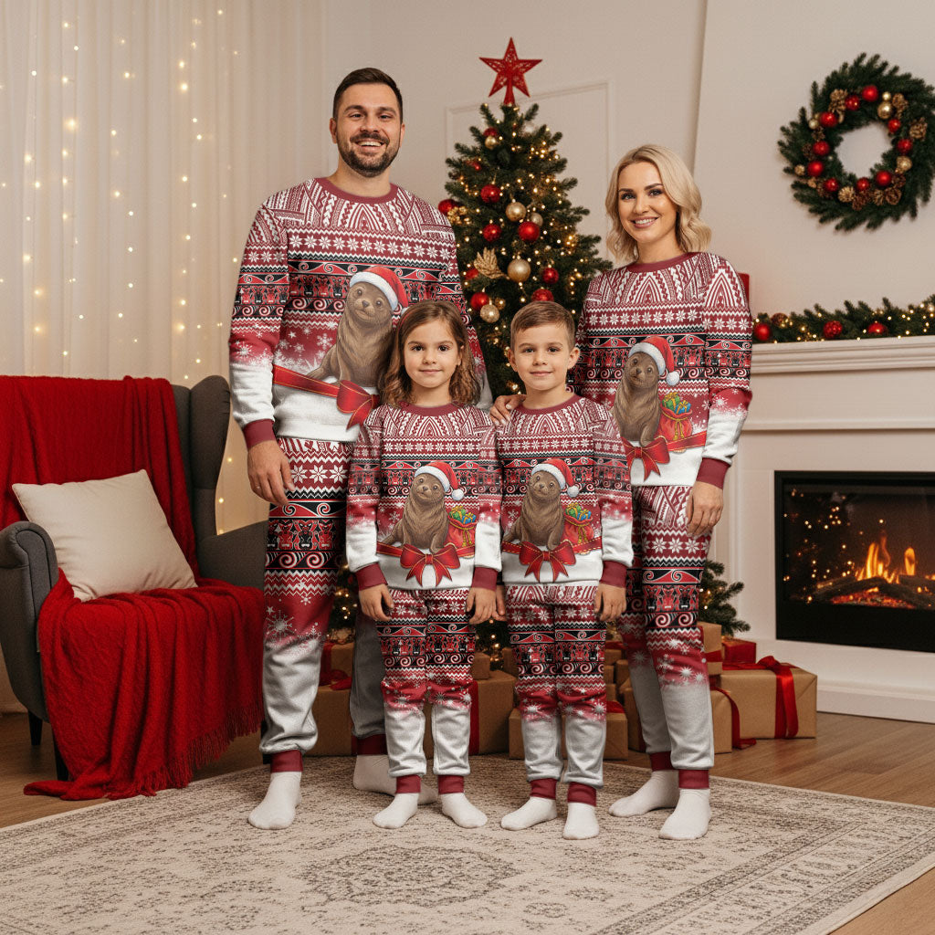 New Zealand Kekeno Seal Christmas Pajama Set Maori Inspired Knitted Patterns