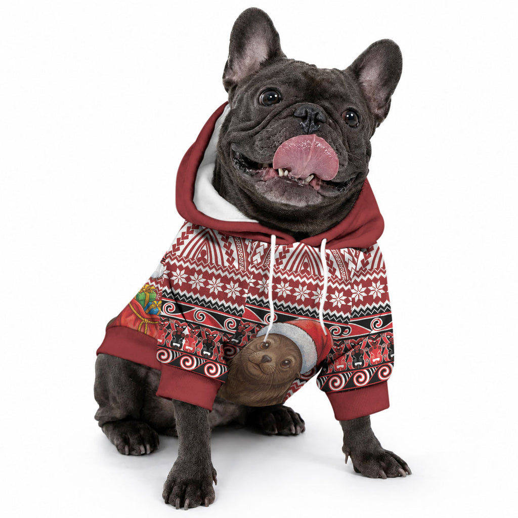 New Zealand Kekeno Seal Christmas Pet Hoodie Maori Inspired Knitted Patterns