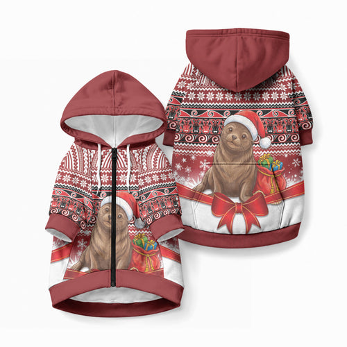 New Zealand Kekeno Seal Christmas Pet Hoodie Maori Inspired Knitted Patterns