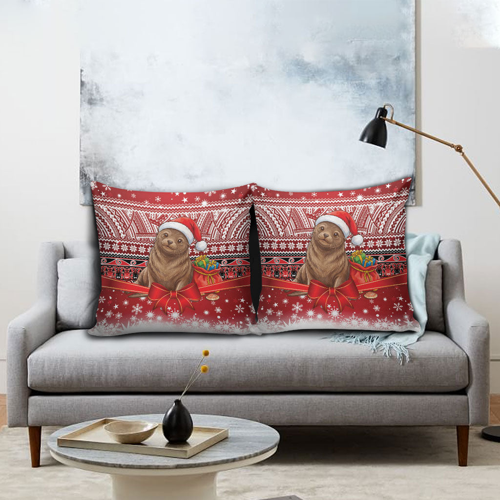 New Zealand Kekeno Seal Christmas Pillow Cover Maori Inspired Knitted Patterns