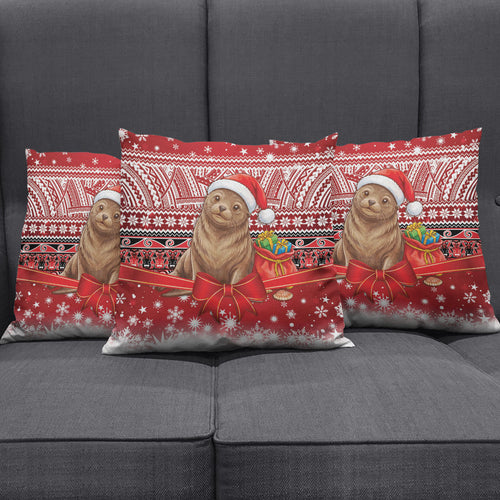 New Zealand Kekeno Seal Christmas Pillow Cover Maori Inspired Knitted Patterns