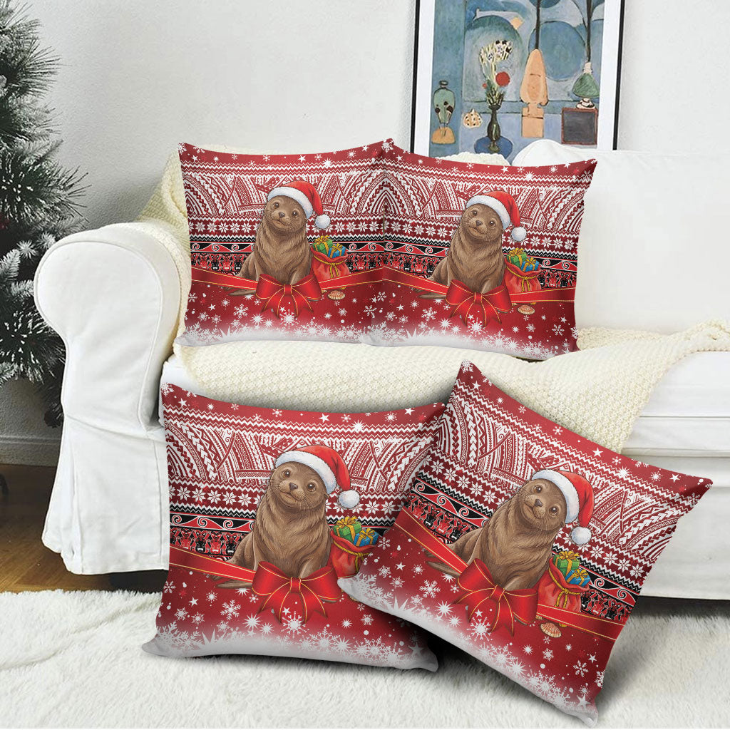 New Zealand Kekeno Seal Christmas Pillow Cover Maori Inspired Knitted Patterns