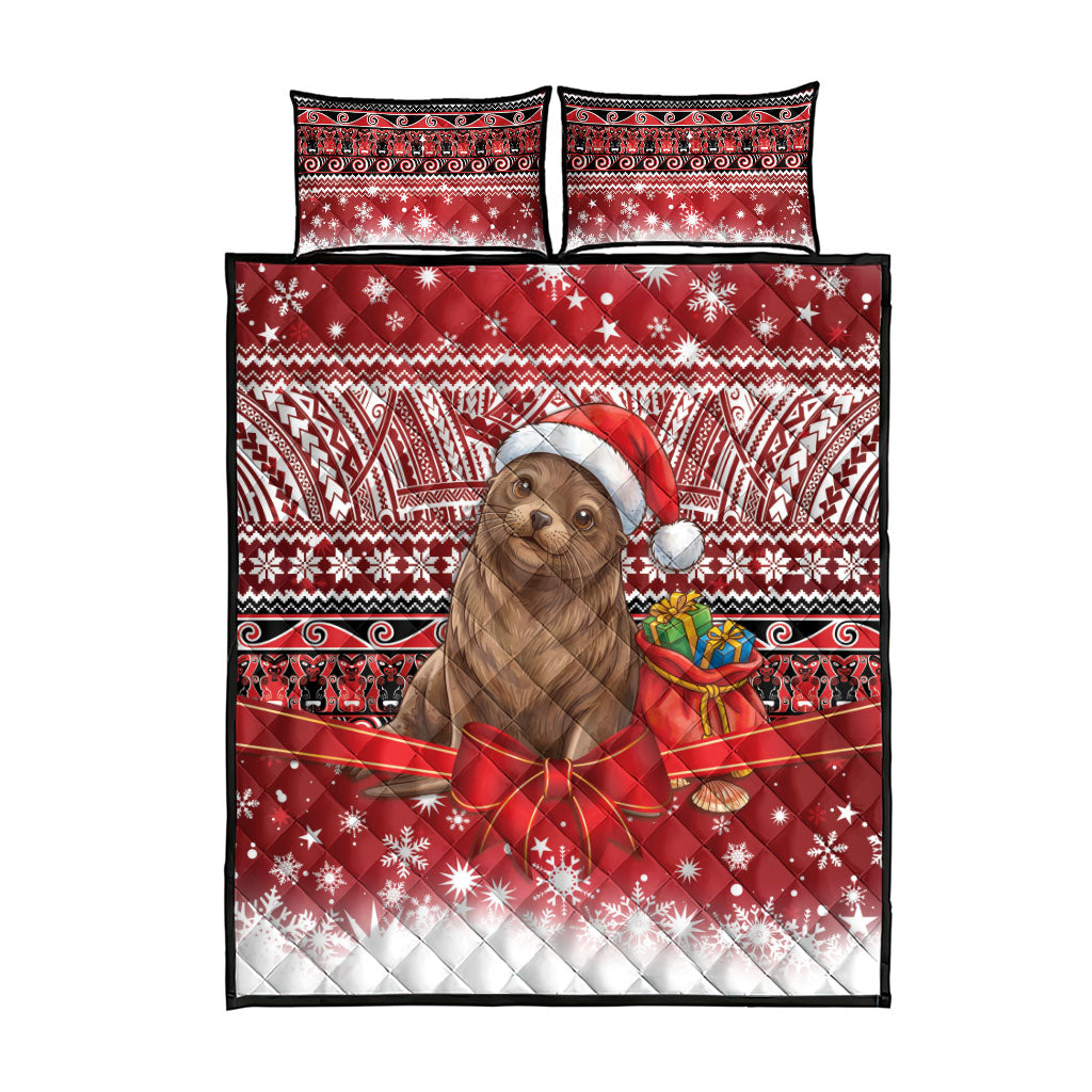New Zealand Kekeno Seal Christmas Quilt Bed Set Maori Inspired Knitted Patterns