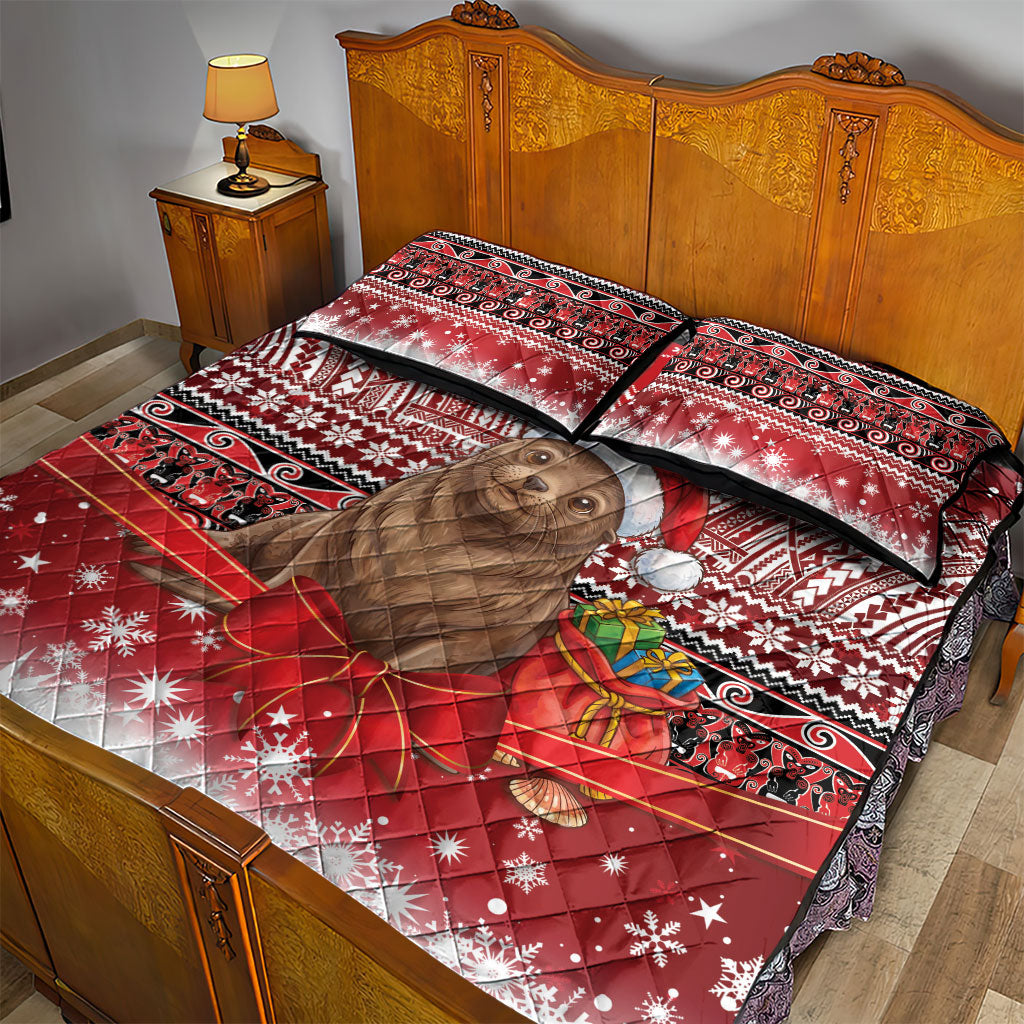 New Zealand Kekeno Seal Christmas Quilt Bed Set Maori Inspired Knitted Patterns