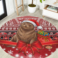New Zealand Kekeno Seal Christmas Round Carpet Maori Inspired Knitted Patterns