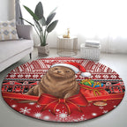 New Zealand Kekeno Seal Christmas Round Carpet Maori Inspired Knitted Patterns