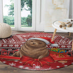New Zealand Kekeno Seal Christmas Round Carpet Maori Inspired Knitted Patterns