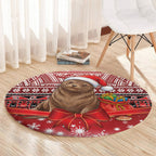 New Zealand Kekeno Seal Christmas Round Carpet Maori Inspired Knitted Patterns