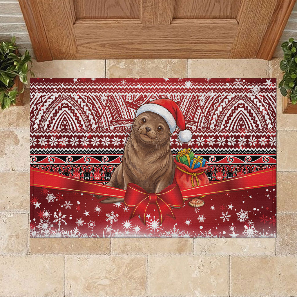 New Zealand Kekeno Seal Christmas Rubber Doormat Maori Inspired Knitted Patterns