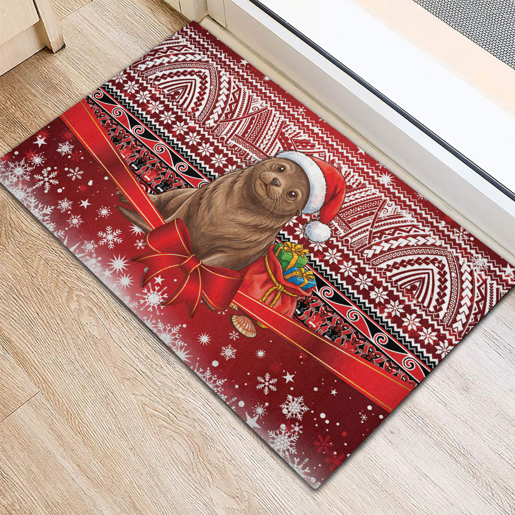 New Zealand Kekeno Seal Christmas Rubber Doormat Maori Inspired Knitted Patterns