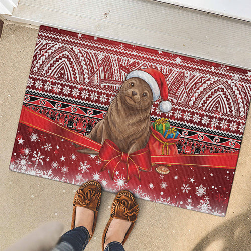 New Zealand Kekeno Seal Christmas Rubber Doormat Maori Inspired Knitted Patterns