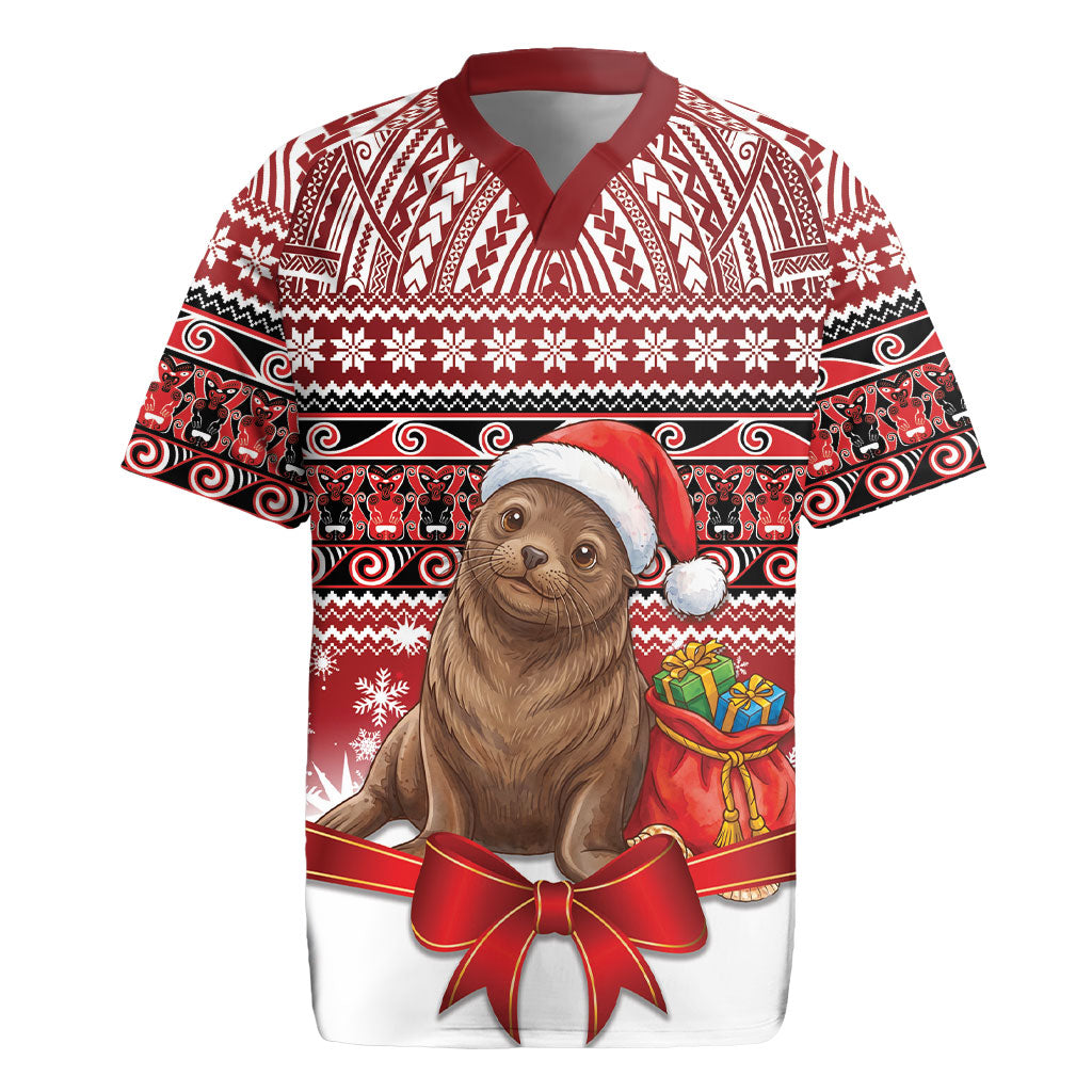 New Zealand Kekeno Seal Christmas Rugby Jersey Maori Inspired Knitted Patterns
