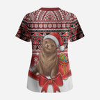 New Zealand Kekeno Seal Christmas Scrub Top Maori Inspired Knitted Patterns