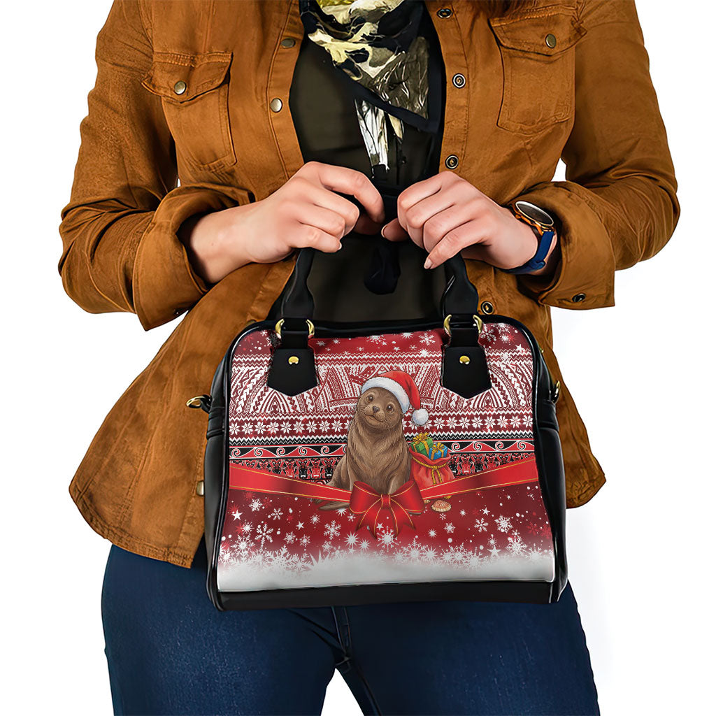 New Zealand Kekeno Seal Christmas Shoulder Handbag Maori Inspired Knitted Patterns