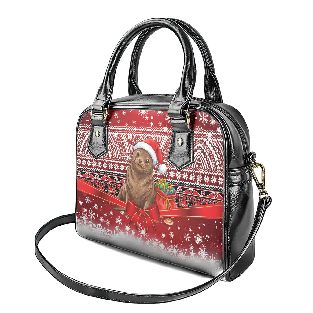 New Zealand Kekeno Seal Christmas Shoulder Handbag Maori Inspired Knitted Patterns
