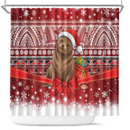 New Zealand Kekeno Seal Christmas Shower Curtain Maori Inspired Knitted Patterns