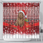New Zealand Kekeno Seal Christmas Shower Curtain Maori Inspired Knitted Patterns
