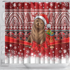 New Zealand Kekeno Seal Christmas Shower Curtain Maori Inspired Knitted Patterns