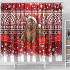 New Zealand Kekeno Seal Christmas Shower Curtain Maori Inspired Knitted Patterns