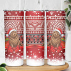 New Zealand Kekeno Seal Christmas Skinny Tumbler Maori Inspired Knitted Patterns