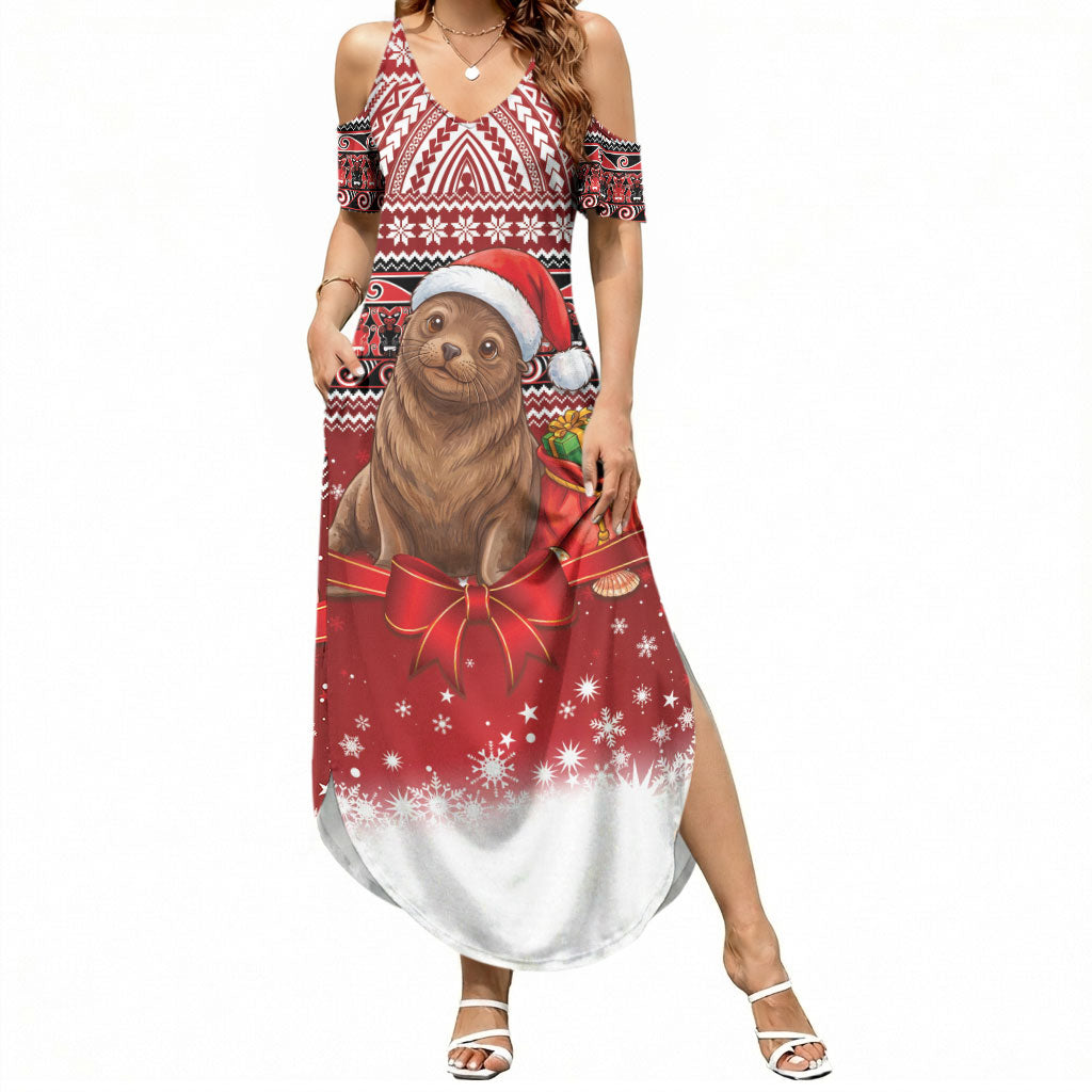 New Zealand Kekeno Seal Christmas Summer Maxi Dress Maori Inspired Knitted Patterns