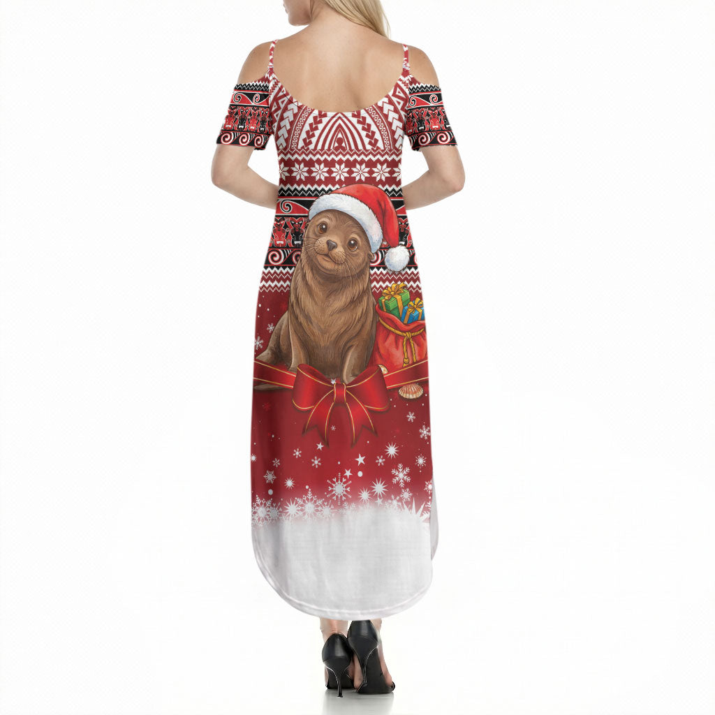New Zealand Kekeno Seal Christmas Summer Maxi Dress Maori Inspired Knitted Patterns