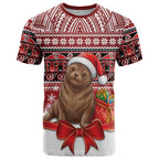 New Zealand Kekeno Seal Christmas T Shirt Maori Inspired Knitted Patterns