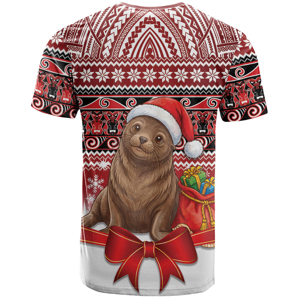 New Zealand Kekeno Seal Christmas T Shirt Maori Inspired Knitted Patterns