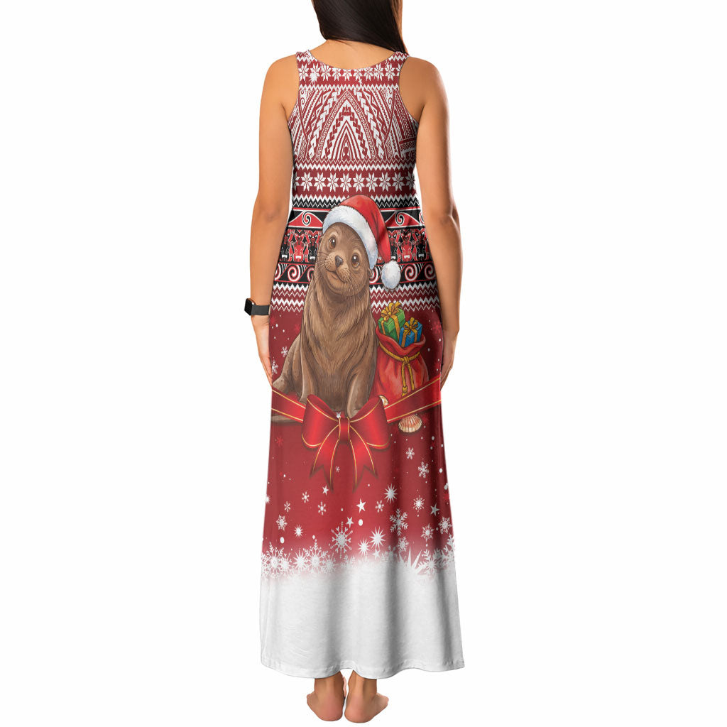 New Zealand Kekeno Seal Christmas Tank Maxi Dress Maori Inspired Knitted Patterns