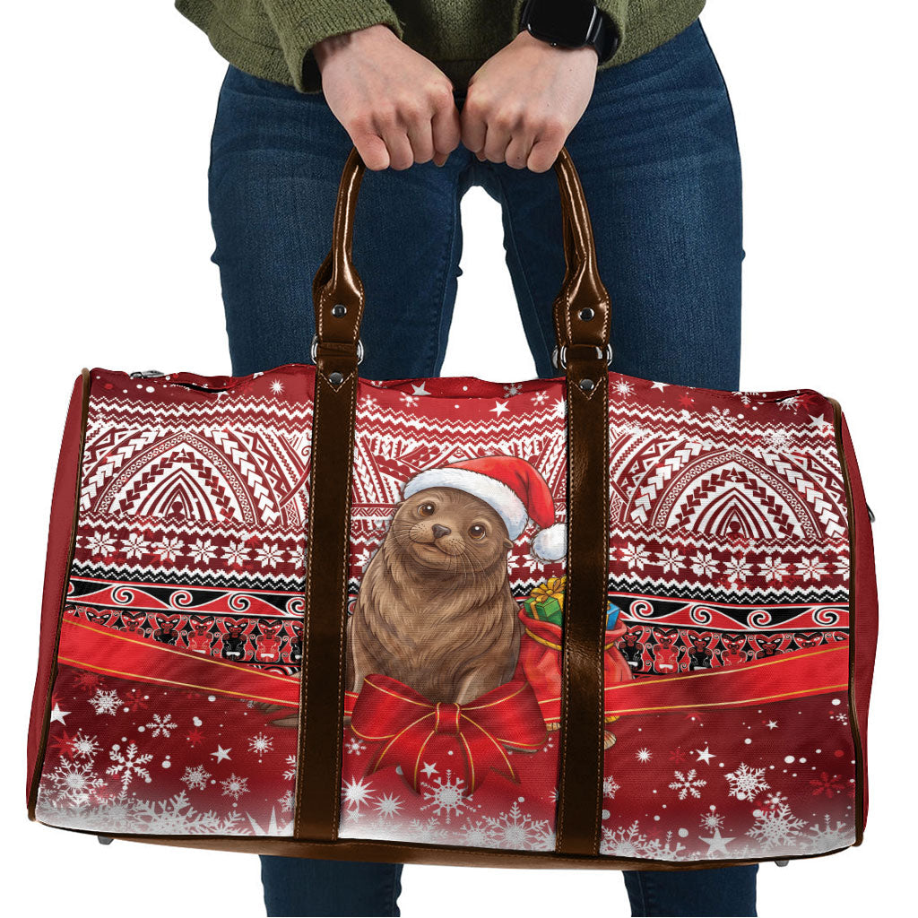 New Zealand Kekeno Seal Christmas Travel Bag Maori Inspired Knitted Patterns