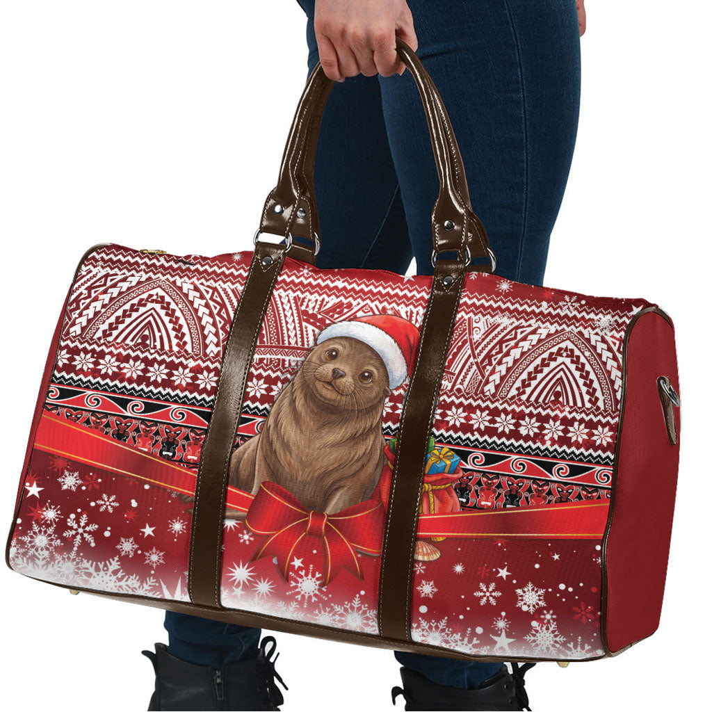 New Zealand Kekeno Seal Christmas Travel Bag Maori Inspired Knitted Patterns