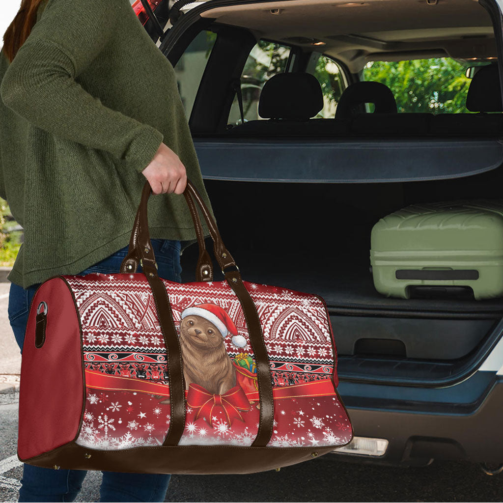 New Zealand Kekeno Seal Christmas Travel Bag Maori Inspired Knitted Patterns