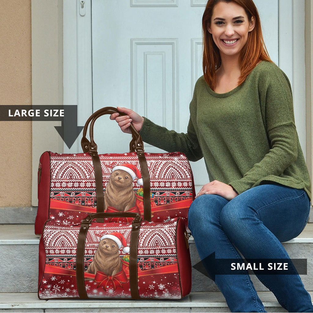 New Zealand Kekeno Seal Christmas Travel Bag Maori Inspired Knitted Patterns