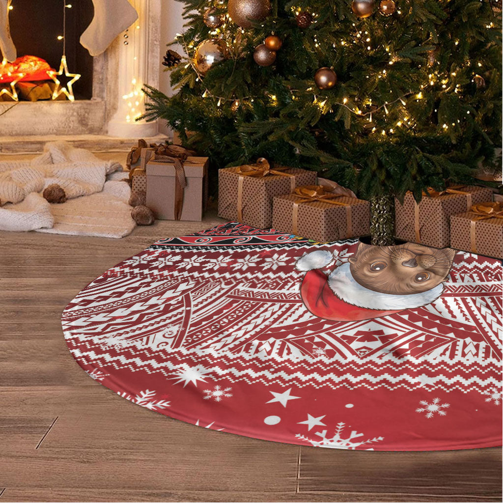 New Zealand Kekeno Seal Christmas Tree Skirt Maori Inspired Knitted Patterns