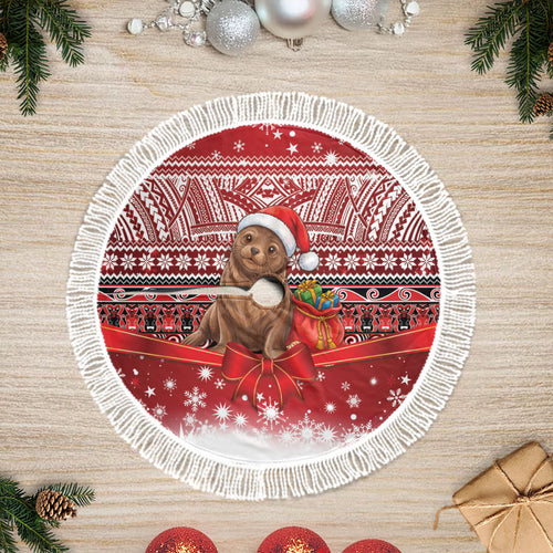 New Zealand Kekeno Seal Christmas Tree Skirt Maori Inspired Knitted Patterns