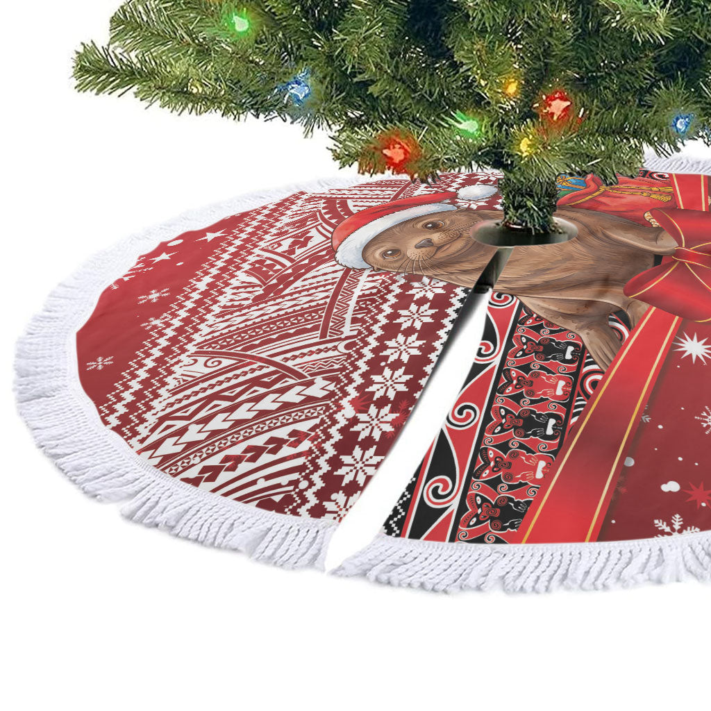 New Zealand Kekeno Seal Christmas Tree Skirt Maori Inspired Knitted Patterns