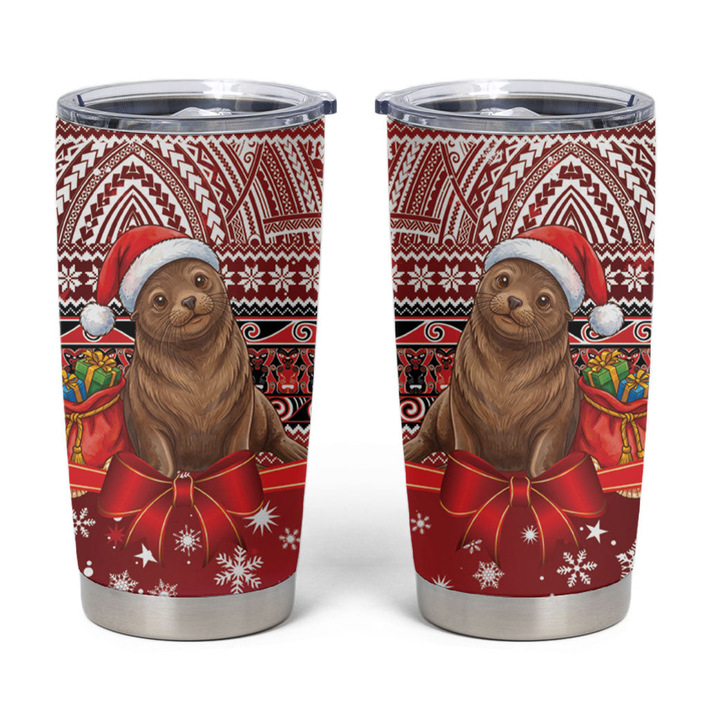 New Zealand Kekeno Seal Christmas Tumbler Cup Maori Inspired Knitted Patterns